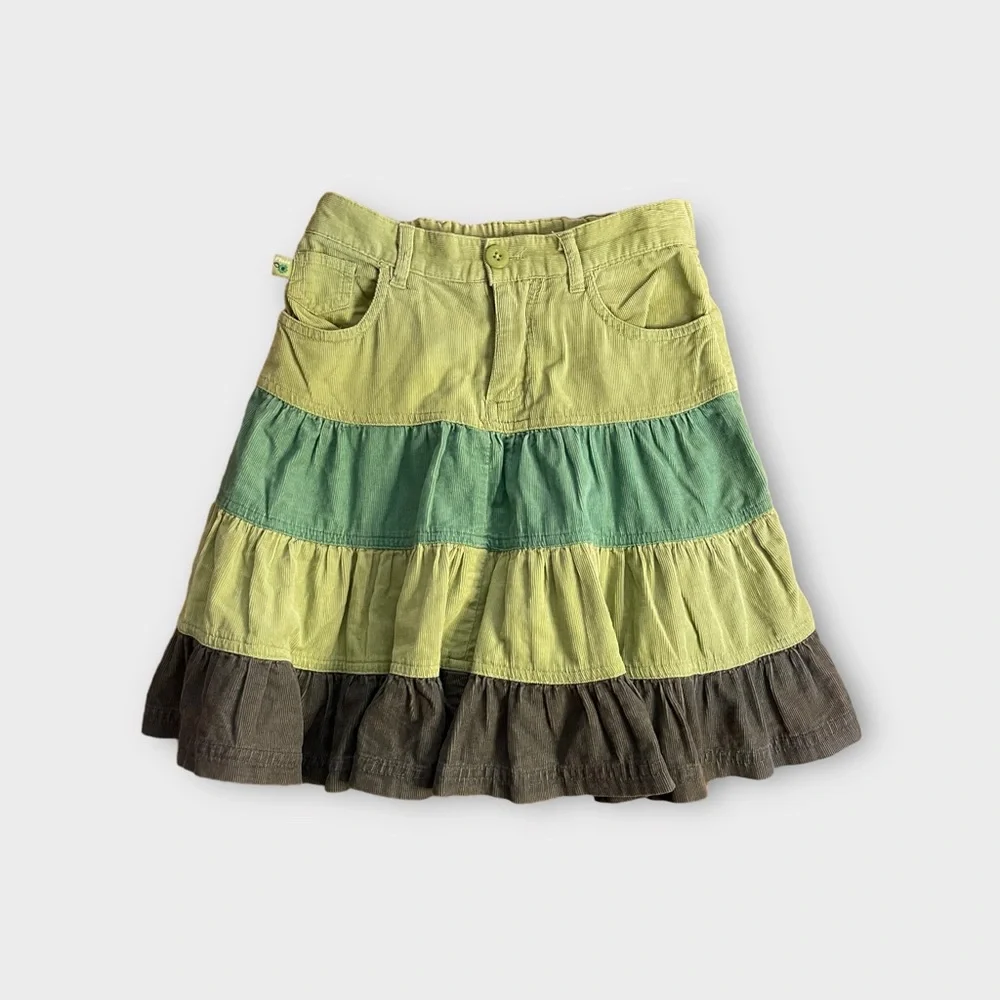 The Children's Place Green Tone Color Block Corduroy Skirt